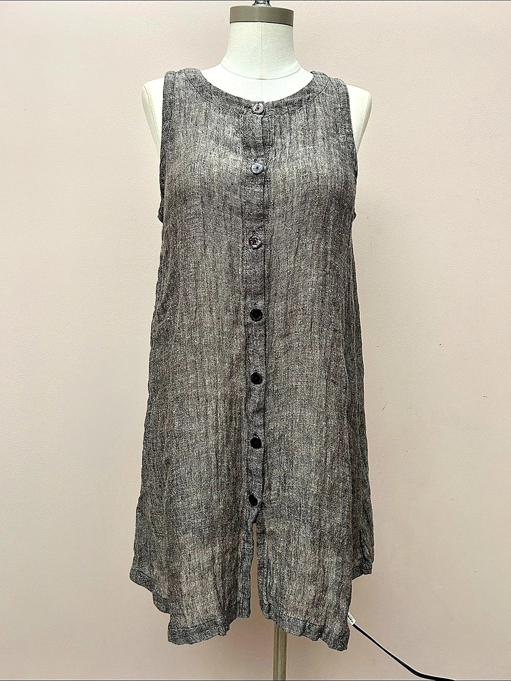 Eileen Fisher Linen Gauze Italian yarn Mini Dress in Gray Size Medium